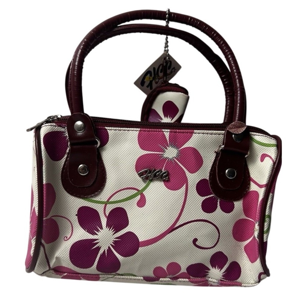 VTG Pink/Red Floral HCC Mini Handbag Purse Rectangular